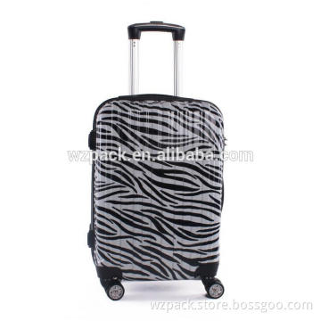 Customize zebra stripes print luggage trolley suitcase
